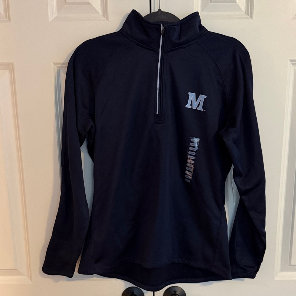 UMaine Navy Half-Zip Pullover with Light Blue 'M'